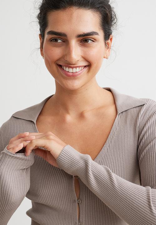 H&M - Rib-knit cardigan - greige 