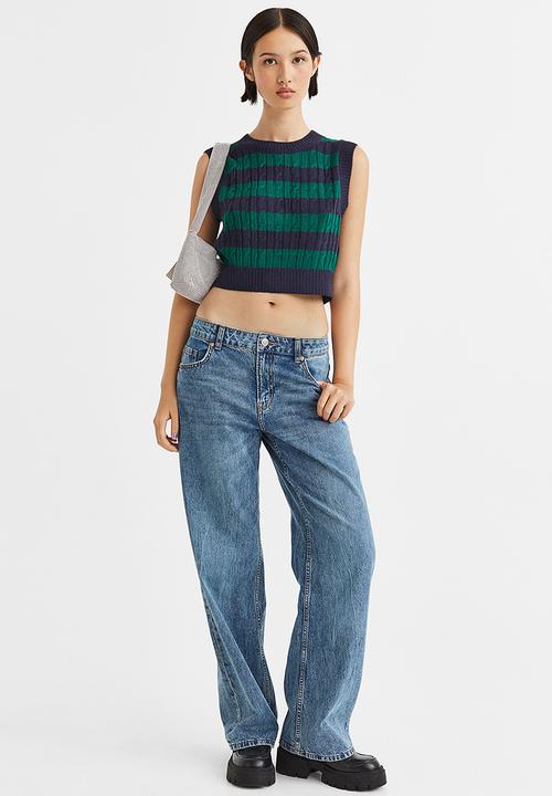 H&M - Jacquard-knit sweater vest - dark blue/striped