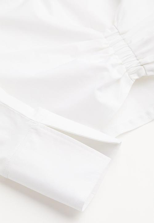 H&M - Cropped gathered shirt - white