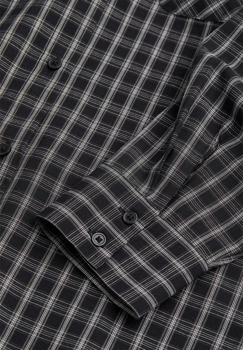H&M - Oversized cotton shirt - black/white checked