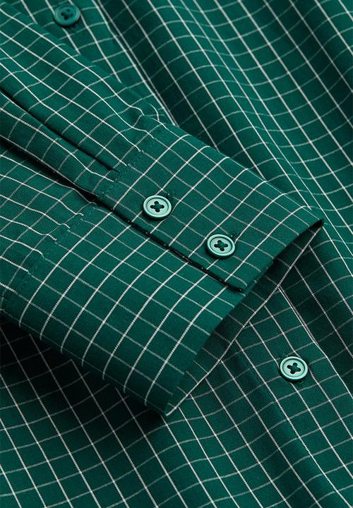 H&M - Oversized cotton shirt - dark green/checked