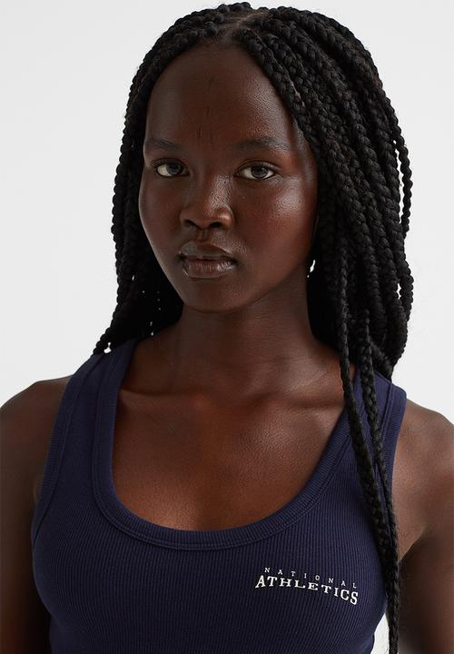 H&M - Ribbed vest top - dark blue/athletics
