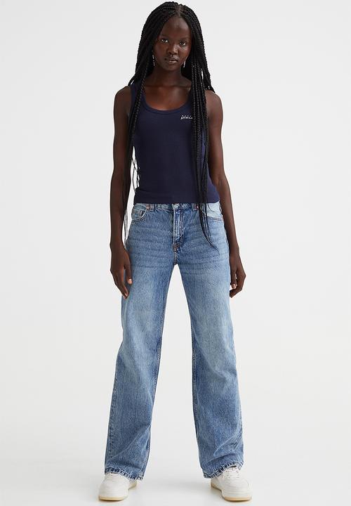 H&M - Ribbed vest top - dark blue/athletics
