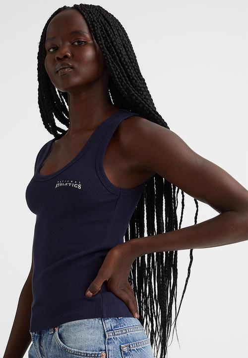 H&M - Ribbed vest top - dark blue/athletics