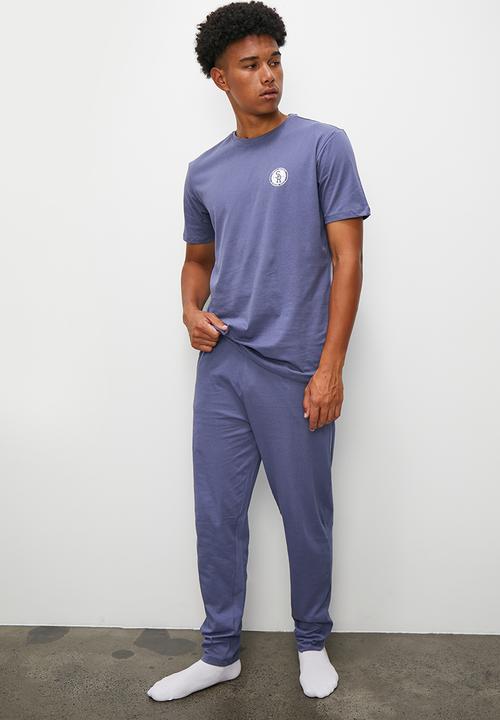 STYLE REPUBLIC - Logo night time knit lounge set - blue