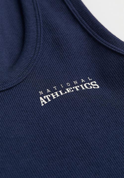 H&M - Ribbed vest top - dark blue/athletics