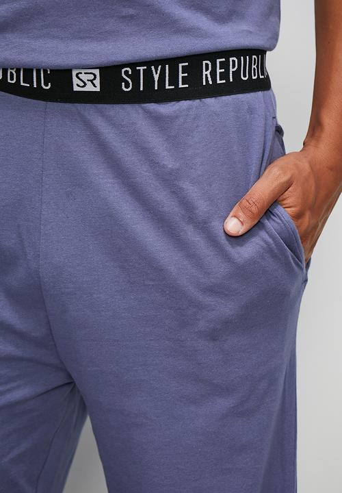 STYLE REPUBLIC - Logo night time knit lounge set - blue