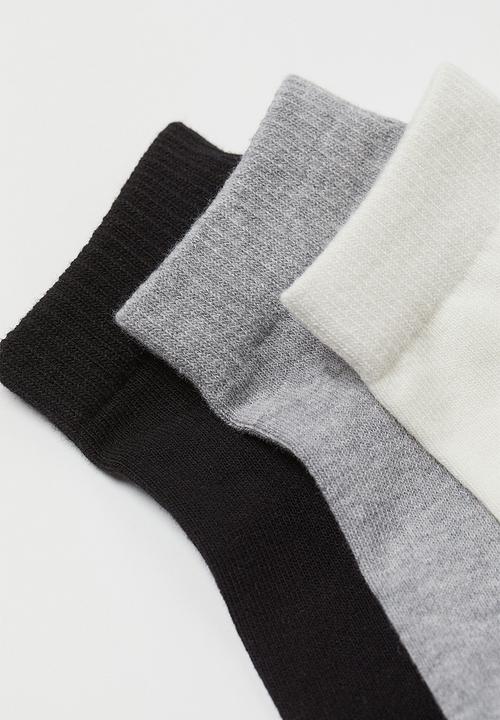 H&M - 5-pack cotton-blend socks - grey/black
