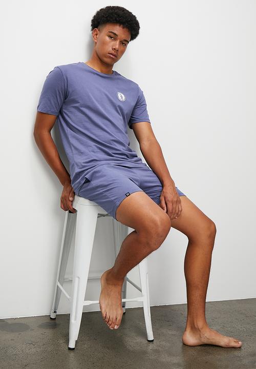 STYLE REPUBLIC - Logo tee & short lounge set - blue