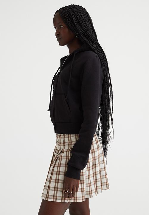 H&M - Cropped zip-through hoodie - black 