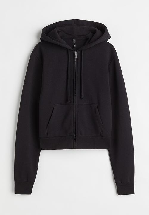 H&M - Cropped zip-through hoodie - black 