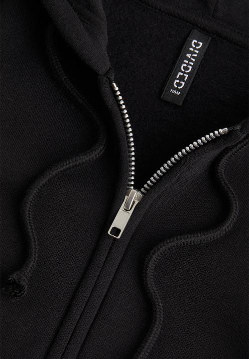 H&M - Cropped zip-through hoodie - black 