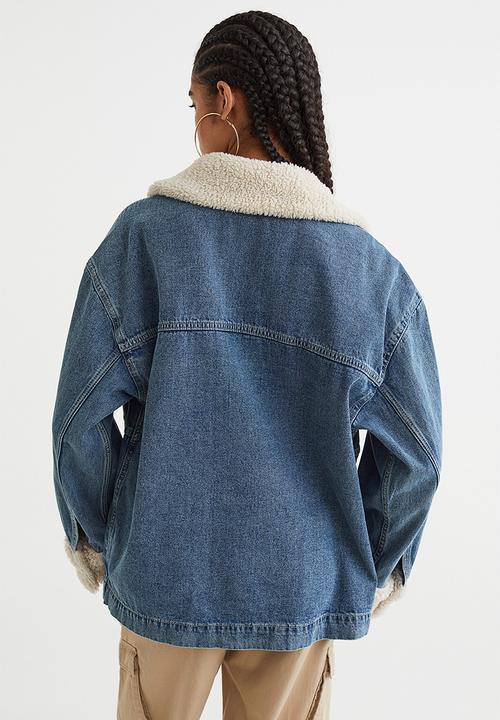 H&M - Borg-collared denim jacket - denim blue