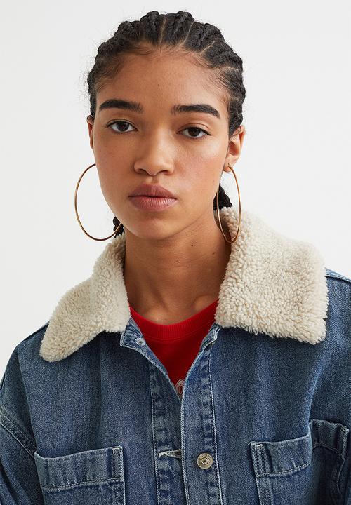 H&M - Borg-collared denim jacket - denim blue