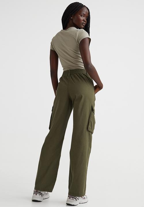 H&M - Canvas cargo trousers - dark khaki green