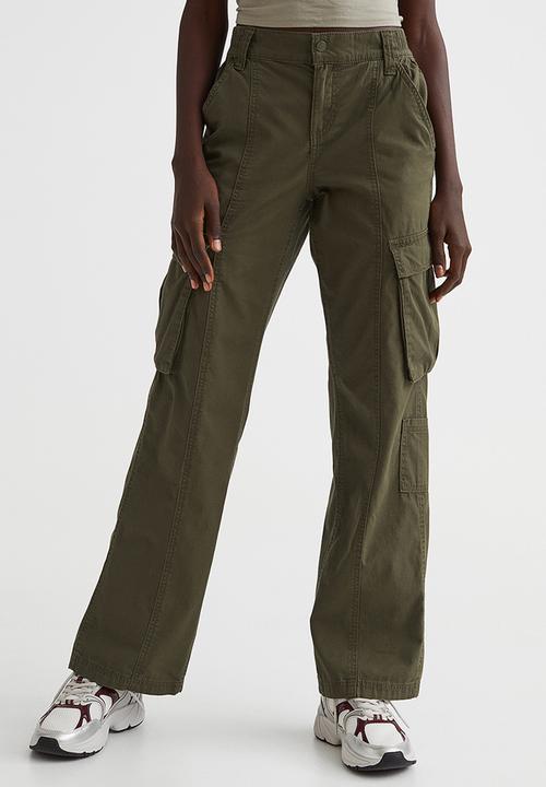 H&M - Canvas cargo trousers - dark khaki green