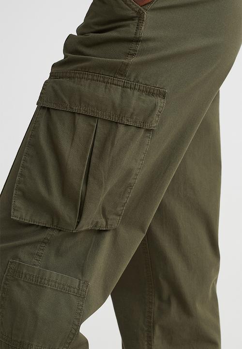 H&M - Canvas cargo trousers - dark khaki green