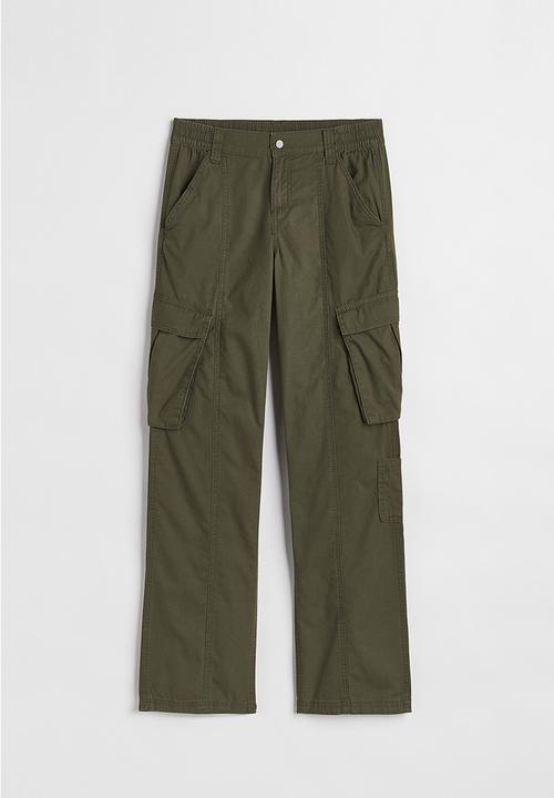H&M - Canvas cargo trousers - dark khaki green