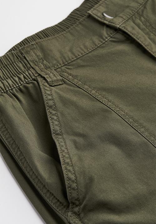H&M - Canvas cargo trousers - dark khaki green