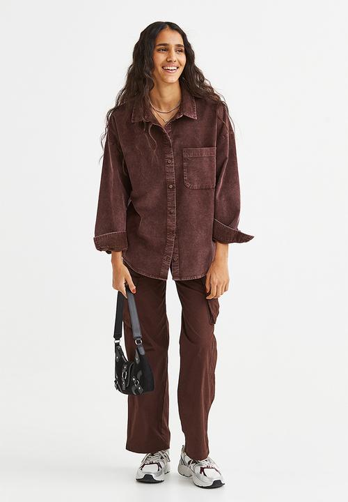 H&M - Oversized corduroy shirt - dark brown