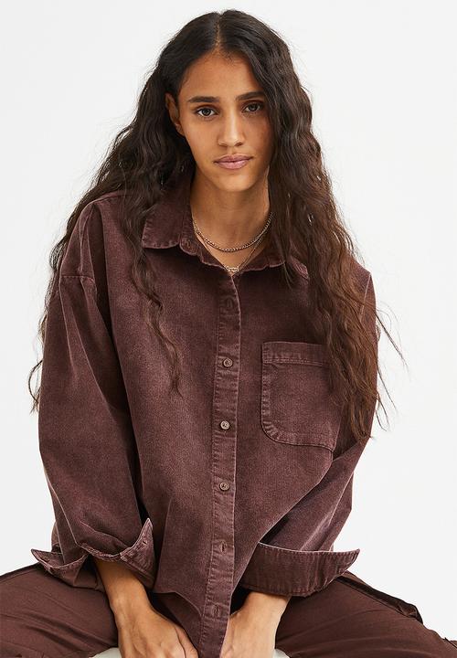 H&M - Oversized corduroy shirt - dark brown