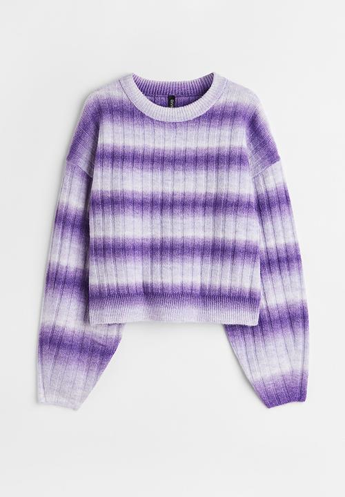 H&M - Rib-knit jumper - light purple/striped