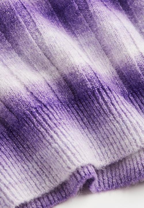 H&M - Rib-knit jumper - light purple/striped