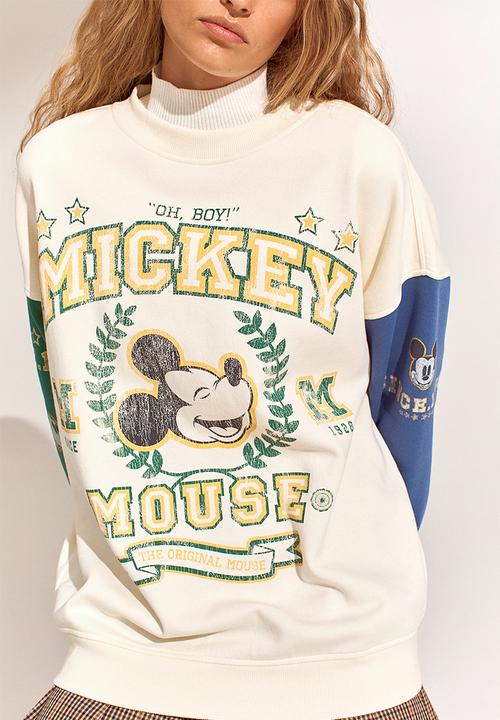 H&M - Oversized printed sweatshirt - light beige/mickey mouse