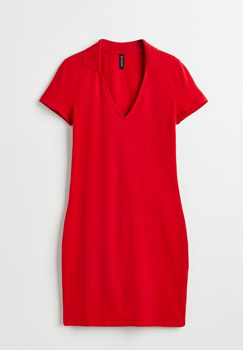 H&M - Collared bodycon dress - red