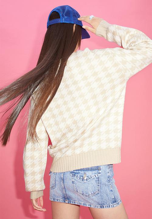 H&M - Jumper - light beige/dogtooth - patterned