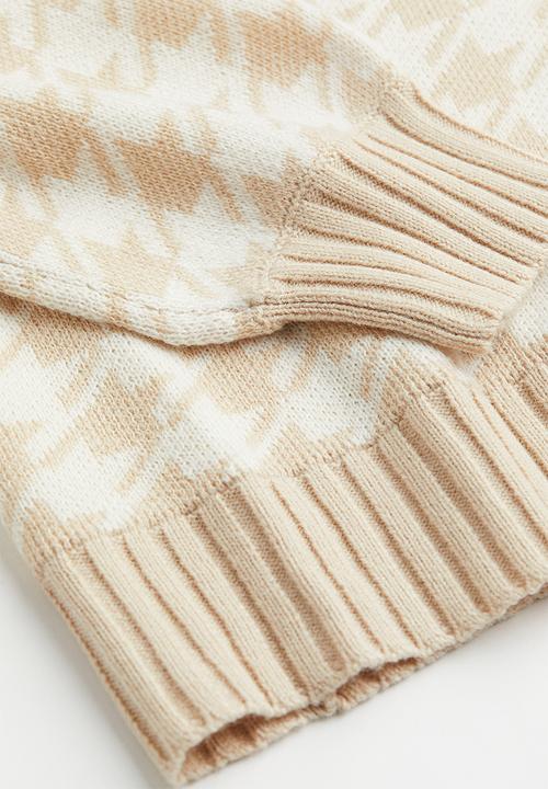 H&M - Jumper - light beige/dogtooth - patterned