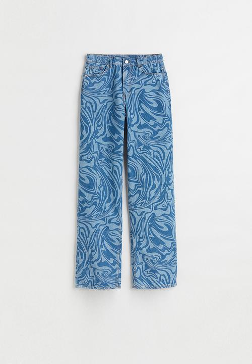 H&M - 90s baggy high jeans - light denim blue/patterned