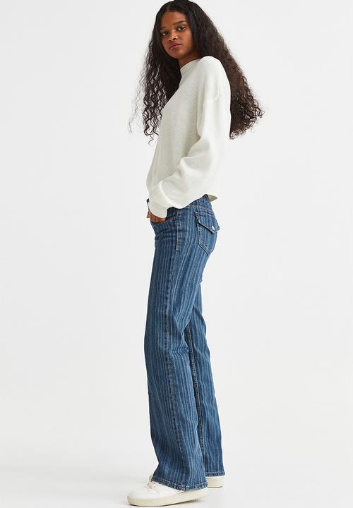 H&M - Flared low jeans - denim blue/striped