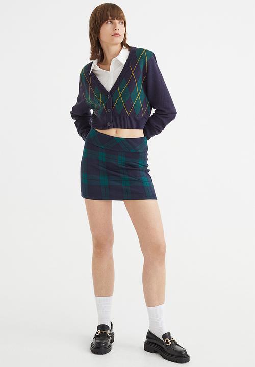 H&M - Short cardigan - dark blue/argyle pattern