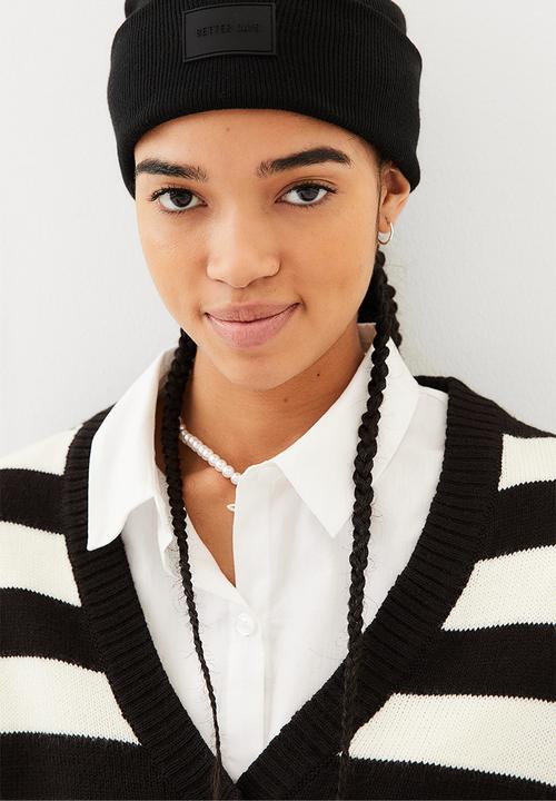 H&M - Short cardigan - black/striped