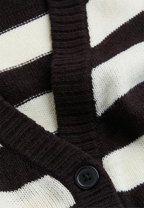 H&M - Short cardigan - black/striped