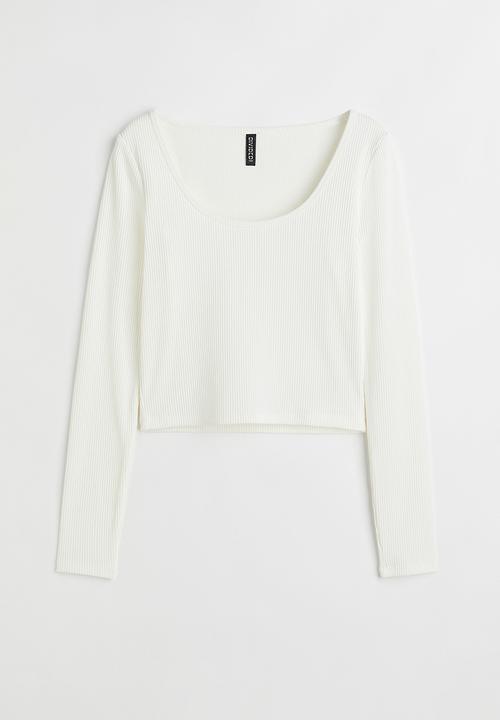 H&M - Ribbed jersey top - cream