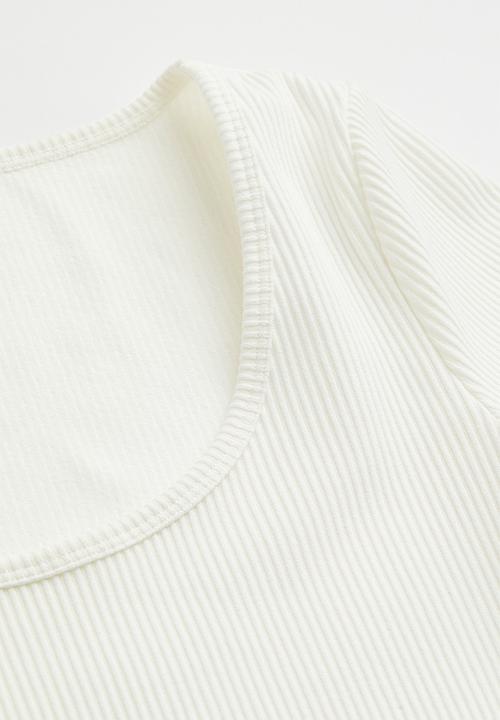 H&M - Ribbed jersey top - cream
