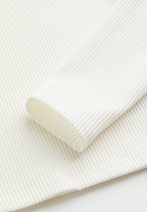 H&M - Ribbed jersey top - cream