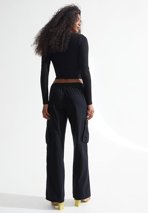 H&M - Ribbed jersey top - black