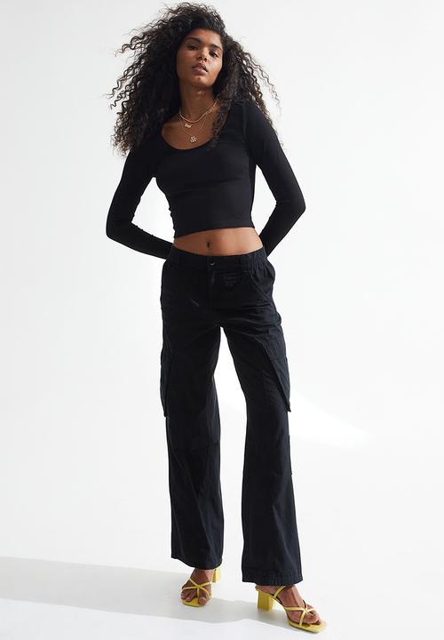 H&M - Ribbed jersey top - black