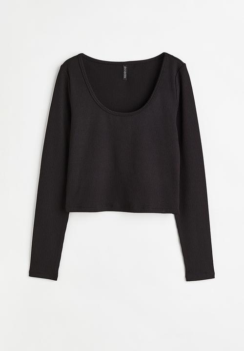 H&M - Ribbed jersey top - black