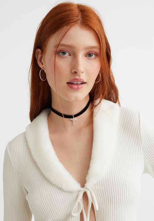 H&M - Cropped tie-front cardigan - cream