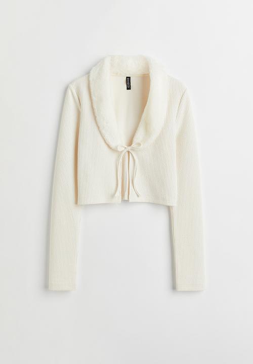 H&M - Cropped tie-front cardigan - cream