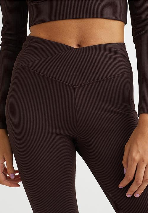 H&M - V-waist leggings - dark brown