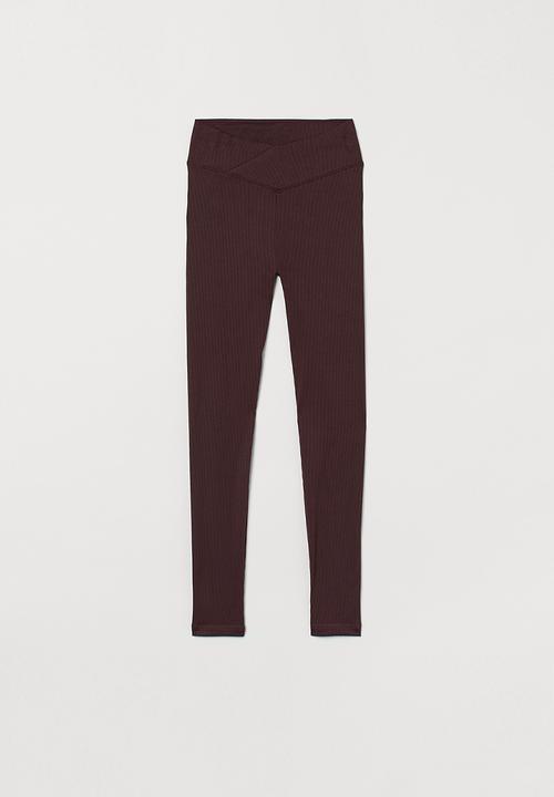 H&M - V-waist leggings - dark brown