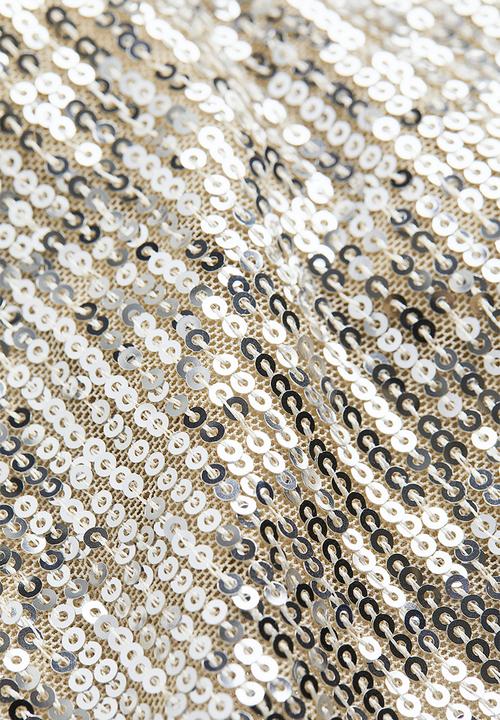 H&M - Sequined slip dress - light beige/silver-coloured