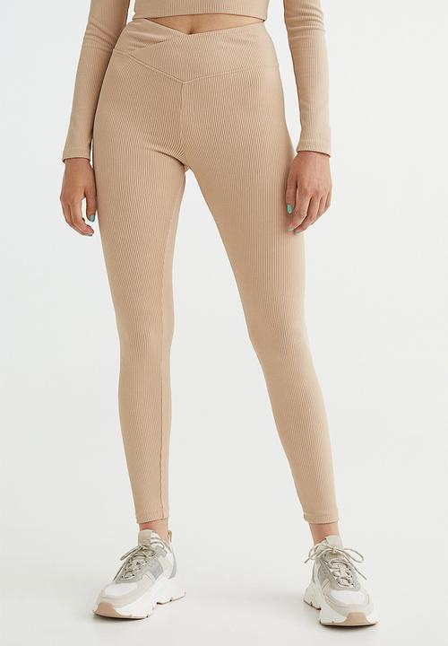 H&M - V-waist leggings - beige
