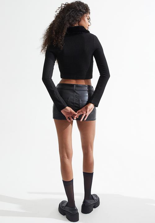 H&M - Cropped tie-front cardigan - black
