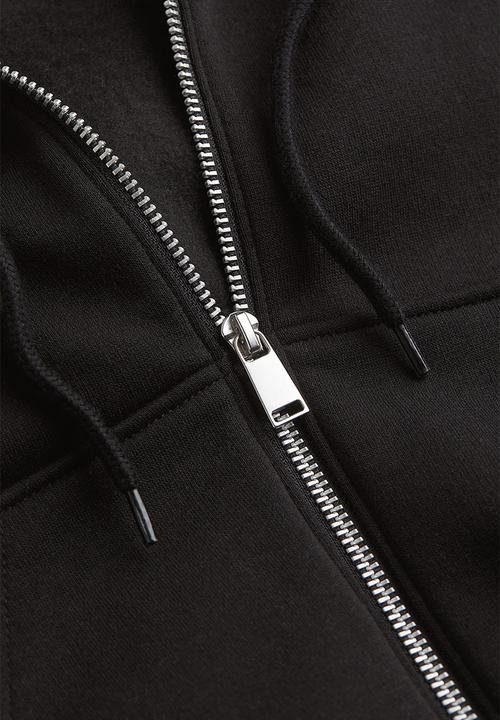 H&M - Cropped zip-through hoodie - black